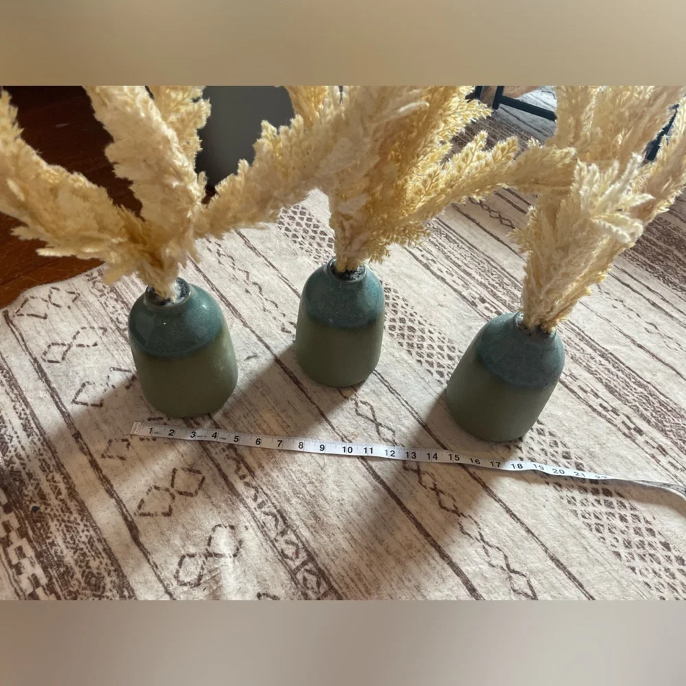 Set of 3 faux pampas farmhouse boho plant decor